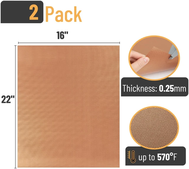 Alt view image 2 of 6 - UNCO- Copper Grill Mats for Outdoor Grill, 22" x 16", 2 Pack, Nonstick Reusable Grilling Mats for Outdoor Grill, BPA and PFOA Free with PTFE-Fiberglass Coating
