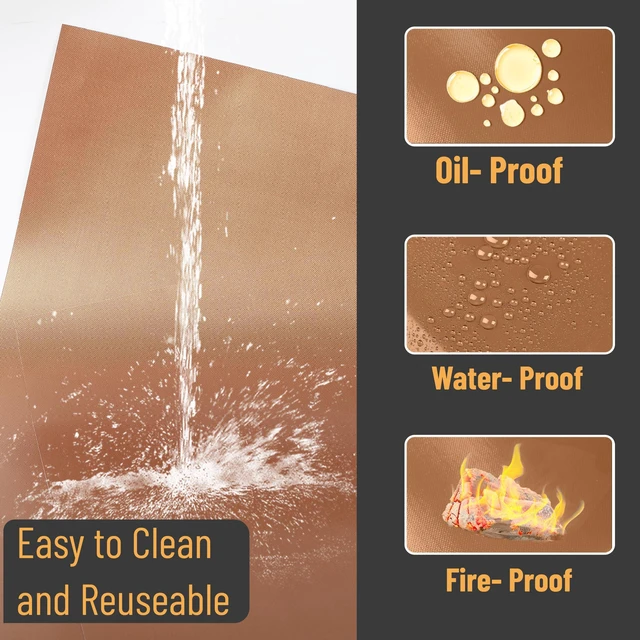 Alt view image 4 of 6 - UNCO- Copper Grill Mats for Outdoor Grill, 22" x 16", 2 Pack, Nonstick Reusable Grilling Mats for Outdoor Grill, BPA and PFOA Free with PTFE-Fiberglass Coating
