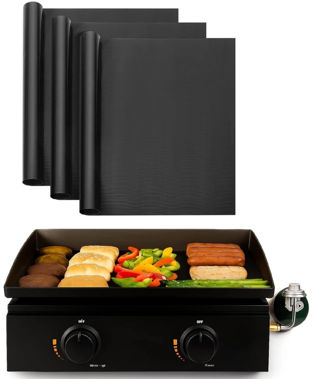 Main image of UNCO- Grill Mats for Outdoor Grill, 13" x 15.8", 3 Pack, Black, Nonstick Reusable Grilling Mats for Outdoor Grill, BPA and PFOA Free with PTFE-Fiberglass Coating