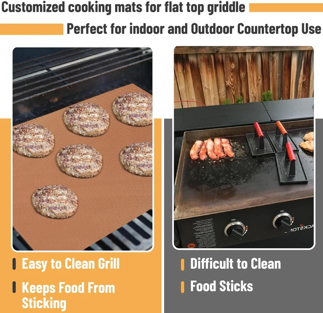 Alt view image 6 of 6 - UNCO- Copper Grill Mats for Outdoor Grill, 22" x 16", 2 Pack, Nonstick Reusable Grilling Mats for Outdoor Grill, BPA and PFOA Free with PTFE-Fiberglass Coating