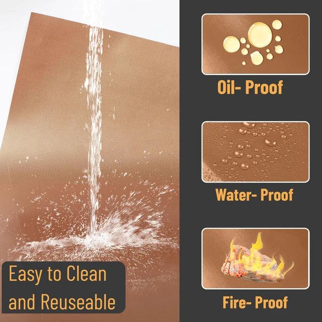 Alt view image 4 of 6 - UNCO - Nonstick Grilling Mats for 22 Inch Blackstone Griddle, Resuable Cooking Mats for Grilling, BPA and PFOA Free Heavy Duty BBQ Grill Mats, 28 inch copper color matt