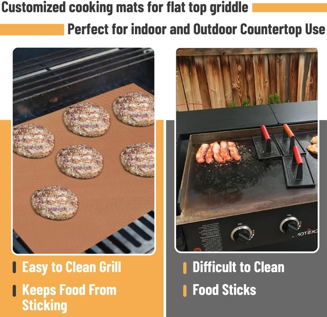 Alt view image 6 of 6 - UNCO - Nonstick Grilling Mats for 22 Inch Blackstone Griddle, Resuable Cooking Mats for Grilling, BPA and PFOA Free Heavy Duty BBQ Grill Mats, 28 inch copper color matt