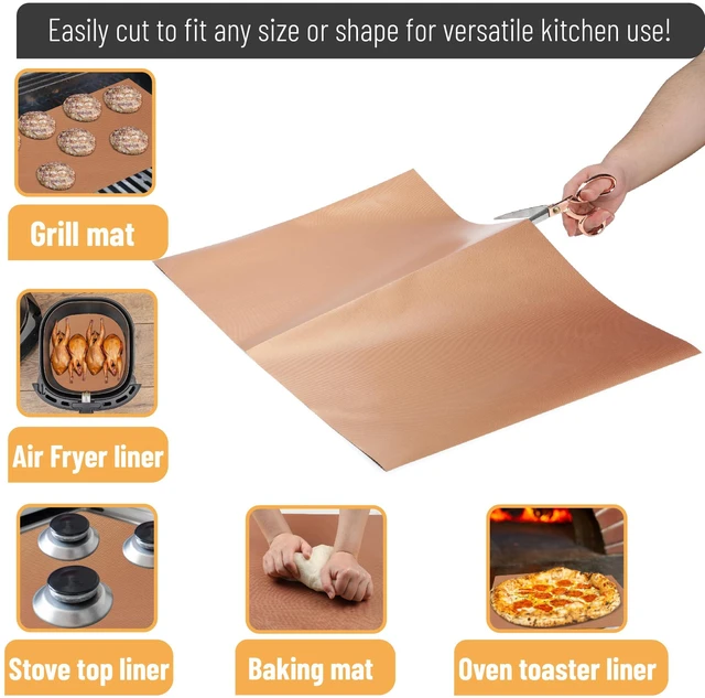 Alt view image 5 of 6 - UNCO - Nonstick Grilling Mats for 22 Inch Blackstone Griddle, Resuable Cooking Mats for Grilling, BPA and PFOA Free Heavy Duty BBQ Grill Mats, 28 inch copper color matt