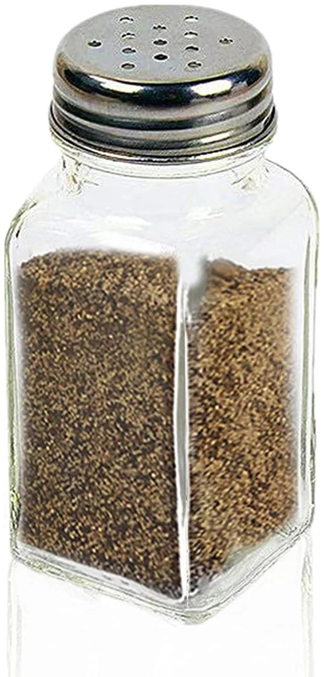 Main image of ATB Glass Salt and Pepper Shakers with Stainless Steel Lids - Farmhouse Style Spice Dispensers, Freshness Seal Sugar Shaker, Glass Spice Jar for Various Seasonings (Rectangular)
