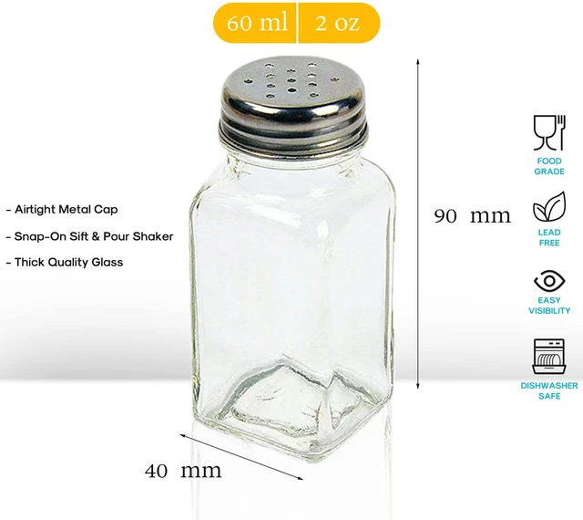 Alt view image 2 of 7 - ATB Glass Salt and Pepper Shakers with Stainless Steel Lids - Farmhouse Style Spice Dispensers, Freshness Seal Sugar Shaker, Glass Spice Jar for Various Seasonings (Rectangular)