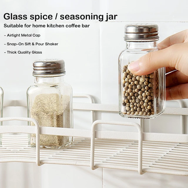 Alt view image 4 of 7 - ATB Glass Salt and Pepper Shakers with Stainless Steel Lids - Farmhouse Style Spice Dispensers, Freshness Seal Sugar Shaker, Glass Spice Jar for Various Seasonings (Rectangular)