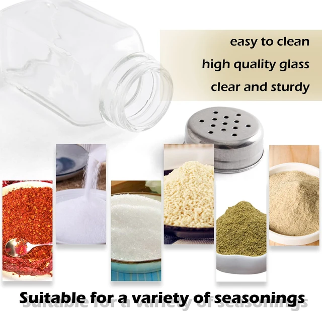 Alt view image 6 of 7 - ATB Glass Salt and Pepper Shakers with Stainless Steel Lids - Farmhouse Style Spice Dispensers, Freshness Seal Sugar Shaker, Glass Spice Jar for Various Seasonings (Rectangular)