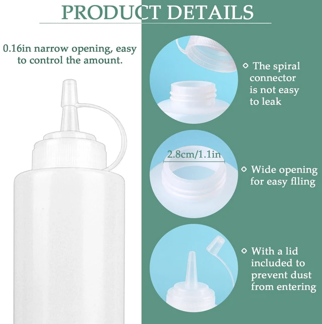 Alt view image 3 of 6 - 12 oz Semi-Transparent Soft Plastic Condiment Squeeze Bottle, Leak-Proof, Plastic Squirt Bottles for Sauce, Syrup, and Oil