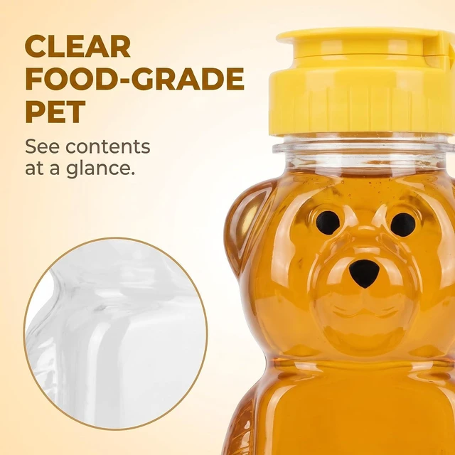Alt view image 5 of 7 - DPWOUM Yellow Plastic Bear Honey Bottle Jars, Empty Honey Squeeze Bottle with Flip-top Lid for Storing and Dispensing,Flap Caps for Storing and Dispensing,Kitchen Utensils and Gadgets(8 Oz)