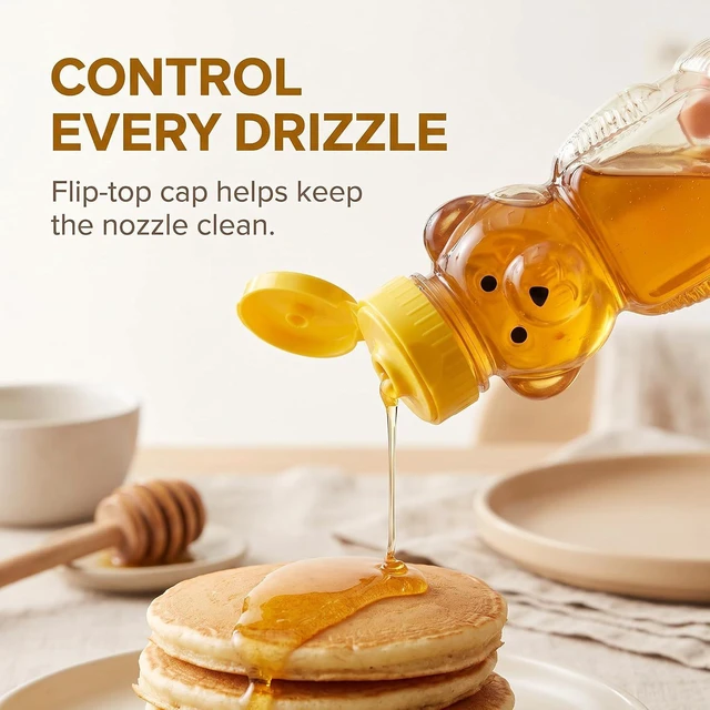 Alt view image 6 of 7 - DPWOUM Yellow Plastic Bear Honey Bottle Jars, Empty Honey Squeeze Bottle with Flip-top Lid for Storing and Dispensing,Flap Caps for Storing and Dispensing,Kitchen Utensils and Gadgets(8 Oz)