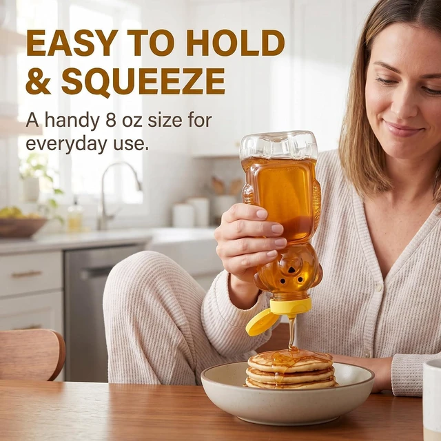 Alt view image 7 of 7 - DPWOUM Yellow Plastic Bear Honey Bottle Jars, Empty Honey Squeeze Bottle with Flip-top Lid for Storing and Dispensing,Flap Caps for Storing and Dispensing,Kitchen Utensils and Gadgets(8 Oz)