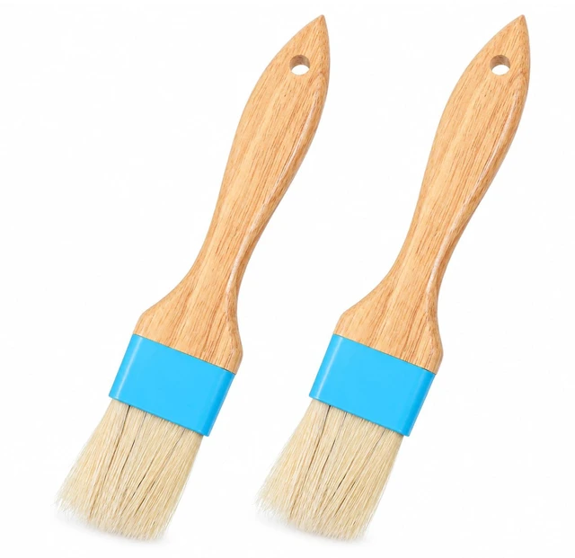 Main image of FNANJWQ 2Pcs Pastry Brush, Natural Bristle Basting Baking Brush | Pastry Brush, Wooden Handle with Hang Hole for Cooking and Baking, Premium BBQ Brushes for Butter, Oil, Egg, Sauce, Turkey