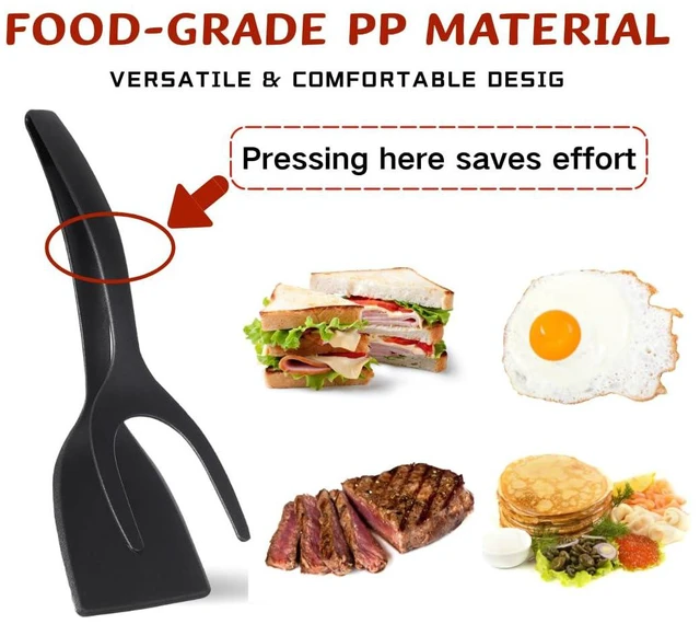 Alt view image 2 of 5 - Egg Flipper Spatula Tongs - 2 in 1 Grip and Flip Spatula | for Kitchen Use, Multi-purpose Non-Stick Kitchen Gadgets for Pancake, Quesadillas, Omelettes, Cooking, Sandwiches, Steak