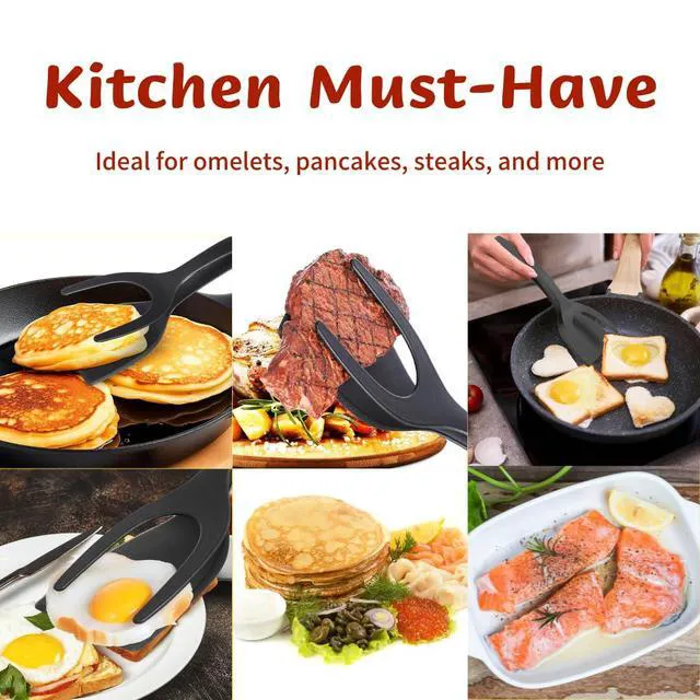 Alt view image 4 of 5 - Egg Flipper Spatula Tongs - 2 in 1 Grip and Flip Spatula | for Kitchen Use, Multi-purpose Non-Stick Kitchen Gadgets for Pancake, Quesadillas, Omelettes, Cooking, Sandwiches, Steak