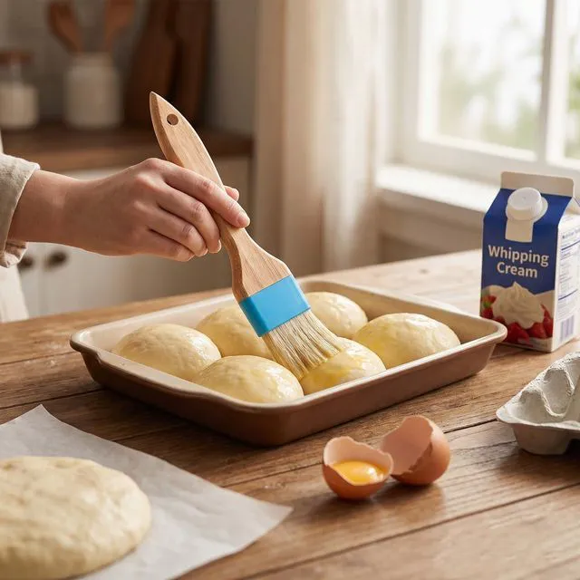 Alt view image 4 of 7 - FNANJWQ 2Pcs Pastry Brush, Natural Bristle Basting Baking Brush | Pastry Brush, Wooden Handle with Hang Hole for Cooking and Baking, Premium BBQ Brushes for Butter, Oil, Egg, Sauce, Turkey