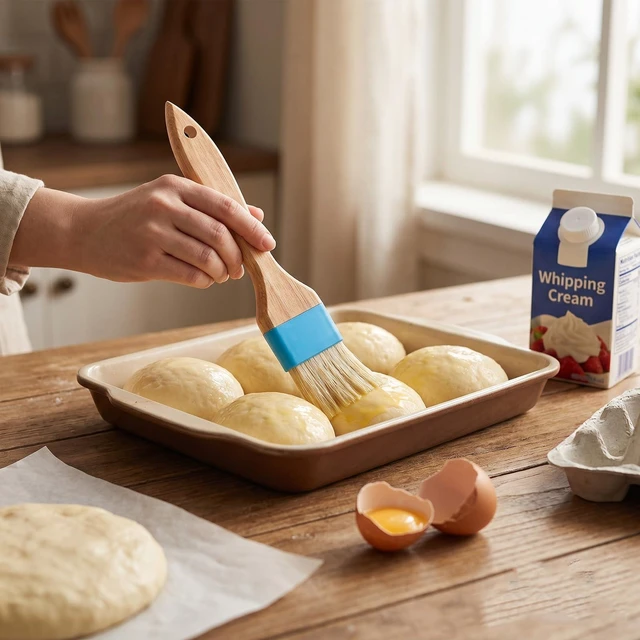 Alt view image 7 of 7 - FNANJWQ 2Pcs Pastry Brush, Natural Bristle Basting Baking Brush | Pastry Brush, Wooden Handle with Hang Hole for Cooking and Baking, Premium BBQ Brushes for Butter, Oil, Egg, Sauce, Turkey