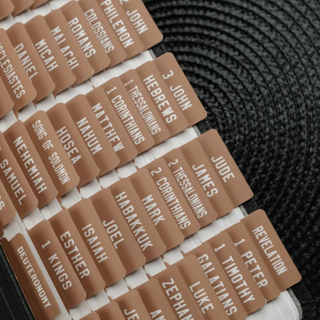 Main image of UPAFEXXI-Laminated Bible Tabs, Bible Tabs for Women and Men | Reposition Large Print Stickers, Easy to Read and Apply, 80Chapters Labels for Easy Navigation(Mocha Mousse)
