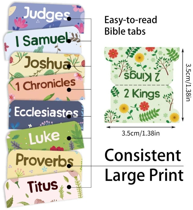 Alt view image 2 of 6 - 75 Bible Tabs,Easy Navigation and Quick Reference,Little Flower | 66 Personalized Scripture Index Tabs and 9 Blank Labels Tear-Resistant,Large Print and Laminated Labels for Women&Men
