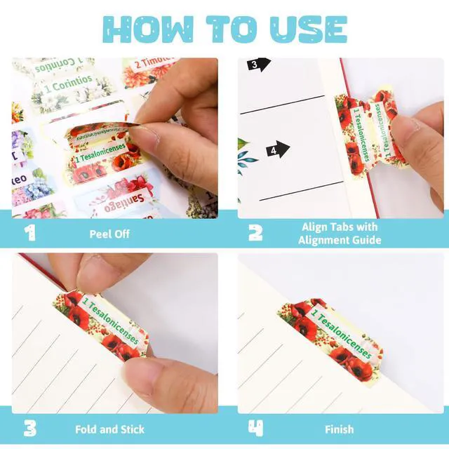 Alt view image 4 of 7 - Ceiba Tree Spanish Bible Tabs Laminated Bible Index Tabs | 100Pcs Floral Design, Pestañas de la Biblia en Español , New and Old Testament Tabs, Women Men Chapters Journaling Supplies