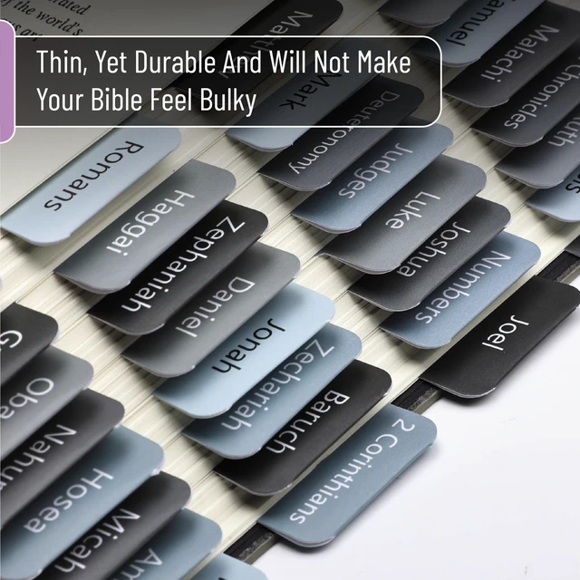 Alt view image 6 of 7 - Bible Tabs, 75 Tabs, Onyx Shadow | Laminated Bible Tabs for Women and Men, Bible Tabs for Study Bible, Bible Index Tabs, Bible Book Tabs, Bible Labels Tabs