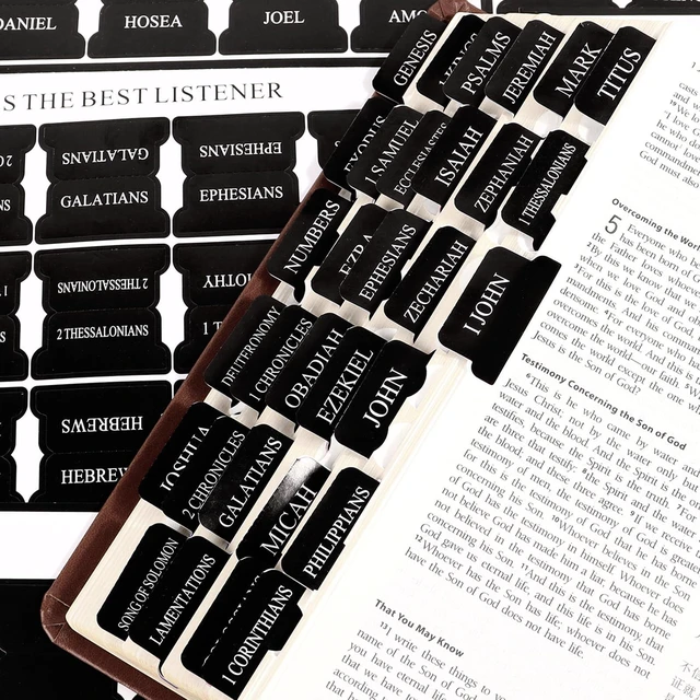 Main image of Bible Tabs for Men, Black Large Print Index Tabs for Bible Chapters | 66 Tags and 24 Blank Tabs, Fits NIV/KJV/ESV, Dual-Sided and Quick-Find, Rounded Edges & Zero Added Bulk, With Operating Guide