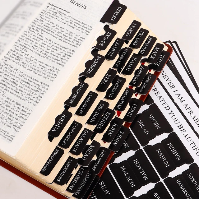 Alt view image 3 of 7 - Bible Tabs for Men, Black Large Print Index Tabs for Bible Chapters | 66 Tags and 24 Blank Tabs, Fits NIV/KJV/ESV, Dual-Sided and Quick-Find, Rounded Edges & Zero Added Bulk, With Operating Guide