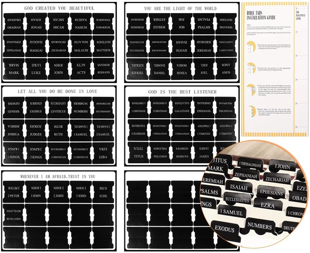 Alt view image 5 of 7 - Bible Tabs for Men, Black Large Print Index Tabs for Bible Chapters | 66 Tags and 24 Blank Tabs, Fits NIV/KJV/ESV, Dual-Sided and Quick-Find, Rounded Edges & Zero Added Bulk, With Operating Guide