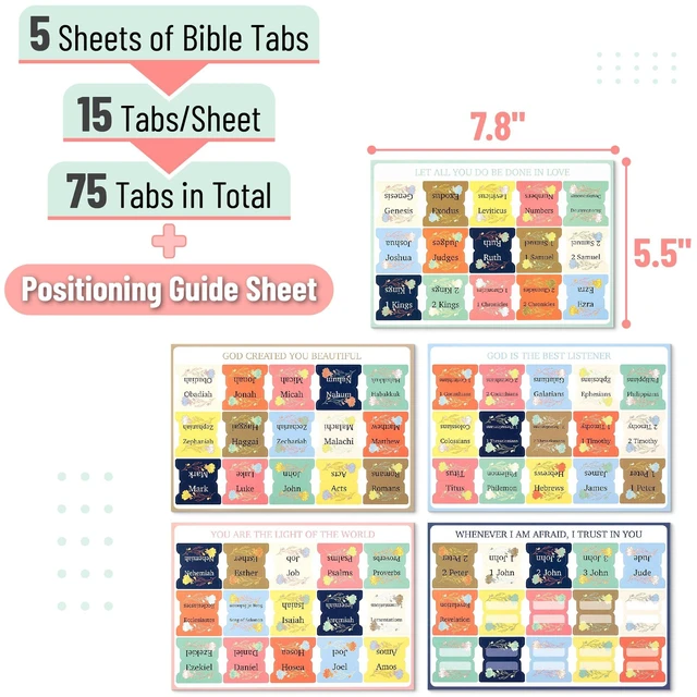 Alt view image 2 of 7 - Bible Tabs, 75 Tabs, Tulip Touch | Laminated Bible Tabs for Women and Men, Bible Tabs for Study Bible, Bible Index Tabs, Bible Book Tabs, Bible Labels Tabs