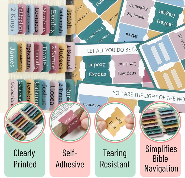 Alt view image 5 of 7 - Bible Tabs, 75 Tabs, Tulip Touch | Laminated Bible Tabs for Women and Men, Bible Tabs for Study Bible, Bible Index Tabs, Bible Book Tabs, Bible Labels Tabs
