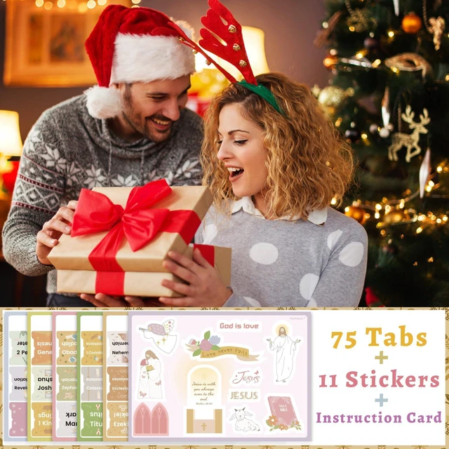 Alt view image 2 of 7 - Bible Tabs with Unique Stickers, Laminated Bible Tabs for Women & Men, Christian Gifts, Boho Theme, Large Print Bible Tabs for Easy Navigation, Bible Book Index Tabs Labels, Bible Study Supplies