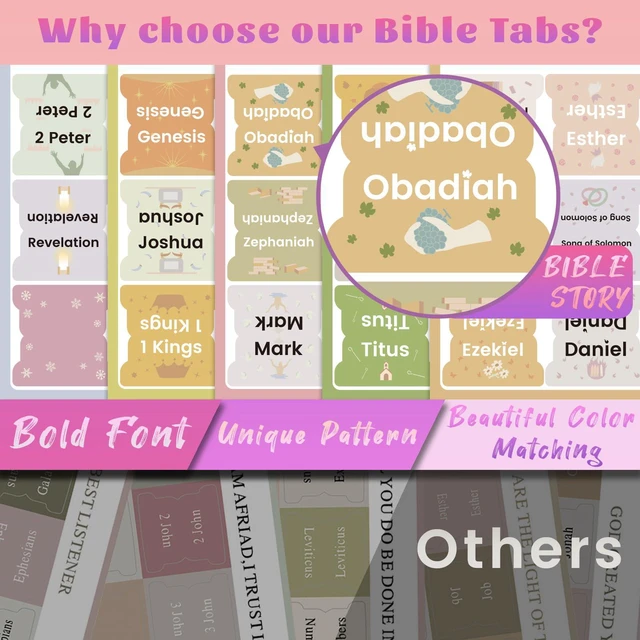 Alt view image 3 of 7 - Bible Tabs with Unique Stickers, Laminated Bible Tabs for Women & Men, Christian Gifts, Boho Theme, Large Print Bible Tabs for Easy Navigation, Bible Book Index Tabs Labels, Bible Study Supplies