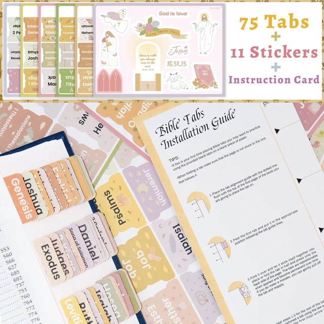 Alt view image 5 of 7 - Bible Tabs with Unique Stickers, Laminated Bible Tabs for Women & Men, Christian Gifts, Boho Theme, Large Print Bible Tabs for Easy Navigation, Bible Book Index Tabs Labels, Bible Study Supplies