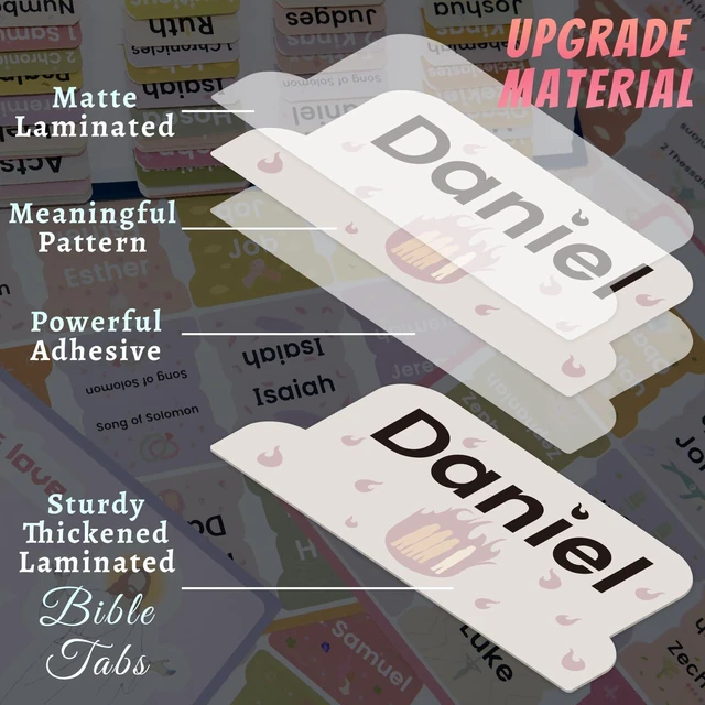 Alt view image 7 of 7 - Bible Tabs with Unique Stickers, Laminated Bible Tabs for Women & Men, Christian Gifts, Boho Theme, Large Print Bible Tabs for Easy Navigation, Bible Book Index Tabs Labels, Bible Study Supplies