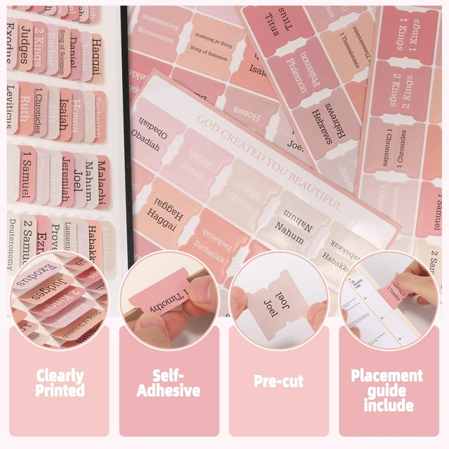Alt view image 4 of 7 - Bible Tabs for Women and Men 75 Tabs,Bible Tabs for Kids, Pink Bible Tabs,Bible Book Tabs,Bible Tabs for Study Bible, Bible Index Tabs,Bible Study Supplies