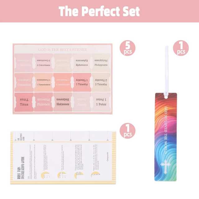 Alt view image 6 of 7 - Bible Tabs for Women and Men 75 Tabs,Bible Tabs for Kids, Pink Bible Tabs,Bible Book Tabs,Bible Tabs for Study Bible, Bible Index Tabs,Bible Study Supplies