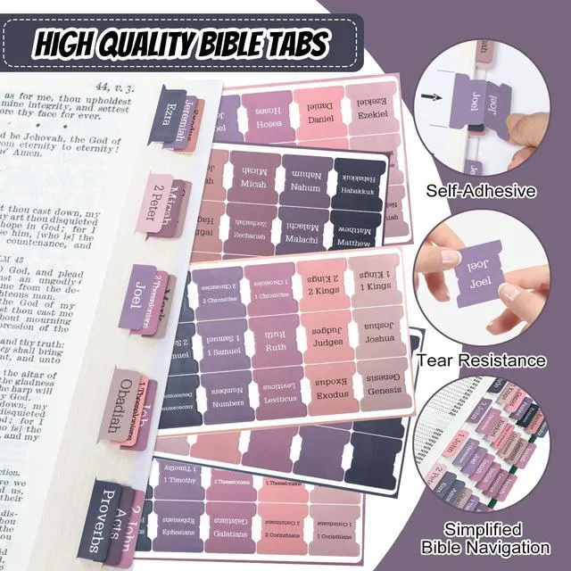 Alt view image 3 of 7 - Bible Tabs, 75 Tabs, Laminated Bible Index Tabs for Women and Men, Bible Book Tabs for Easy Navigation, Large Print Easy to Read (Sunset Shade)