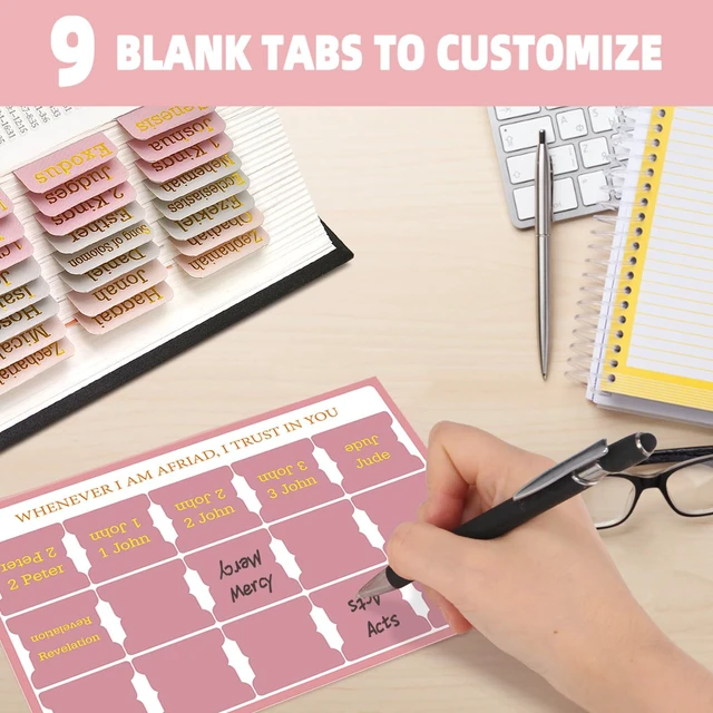 Alt view image 3 of 7 - Bible Tabs for Women and Men 75 Tabs,Gold Embossed Matte Bible Tabs,Bible Tabs for Kids, Pink Bible Tabs,Bible Tabs for Study Bible, Bible Index Tabs,Bible Study Supplies
