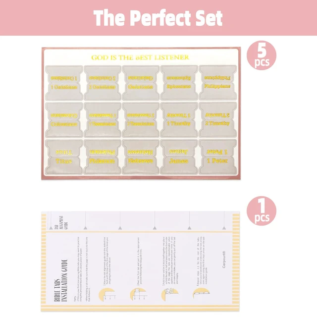Alt view image 6 of 7 - Bible Tabs for Women and Men 75 Tabs,Gold Embossed Matte Bible Tabs,Bible Tabs for Kids, Pink Bible Tabs,Bible Tabs for Study Bible, Bible Index Tabs,Bible Study Supplies