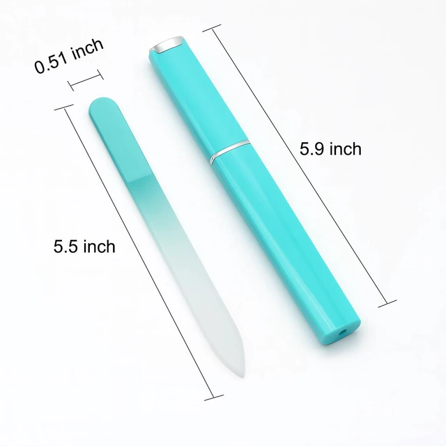 Alt view image 2 of 7 - Glass Nail File with Case, 1 Pack Crystal Fingernail File for Natural Nails Double-Sided Etched Czech Glass Nail Filer, Gentle Nail Care, Portable Manicure Tool for Women & Men (Green)