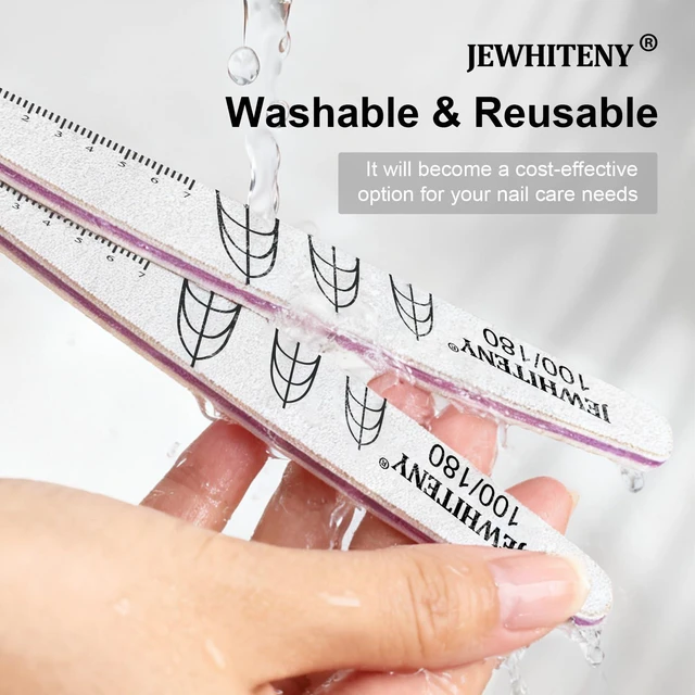 Alt view image 5 of 7 - JEWHITENY 9 PCS Nail File Set: 100/180 Grit Emery Boards Dual-Sided Nail File for Natural Nails and Acrylic Nails,Washable and Reusable Multi-Grit Manicure Kit for Beginners & Professionals