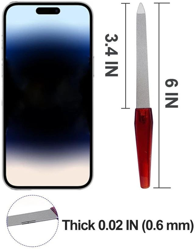 Alt view image 2 of 7 - Nail File (6 Pcs), Metal Nail Files for Natural Nails Made of Stainless Steel with Sharp Pointed Tip Non Slip Handle, Double Sided Sapphire Grit Fingernails Filers Sword Brown