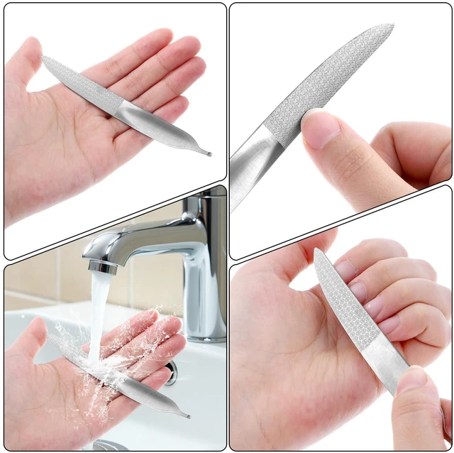 Alt view image 4 of 7 - Curved Nail File 4.9 in Metal Double-Sided Toenail File for Thick Toenails | Stainless Steel Finger Nail Buffer for Smooth, Shiny, Salon-Worthy Nails for Women and Men