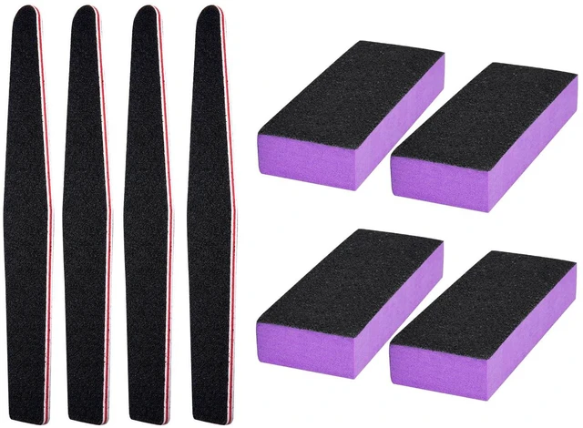 Main image of Professional Manicure Tools Kit, 8 Pack Nail File and Buffer Block, Black Nail Pedicure File with 100/180 Grit for Sanding, Buffing, Grinding and Polishing