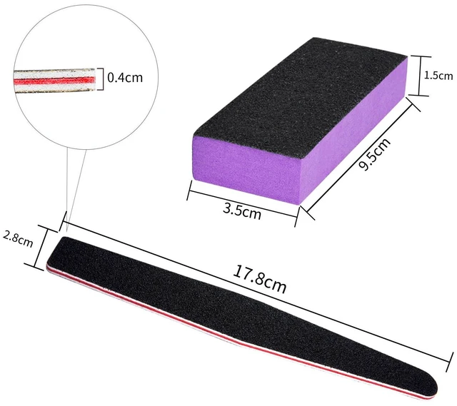 Alt view image 2 of 7 - Professional Manicure Tools Kit, 8 Pack Nail File and Buffer Block, Black Nail Pedicure File with 100/180 Grit for Sanding, Buffing, Grinding and Polishing