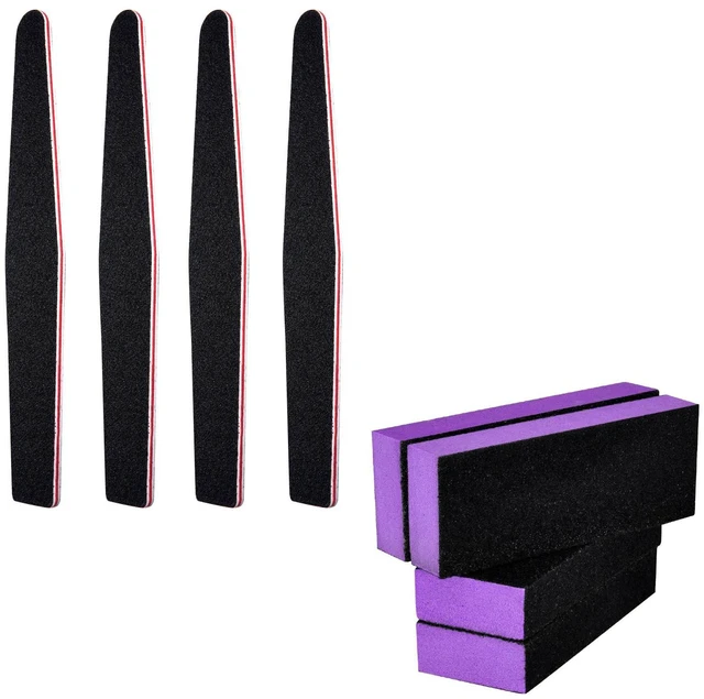Alt view image 5 of 7 - Professional Manicure Tools Kit, 8 Pack Nail File and Buffer Block, Black Nail Pedicure File with 100/180 Grit for Sanding, Buffing, Grinding and Polishing