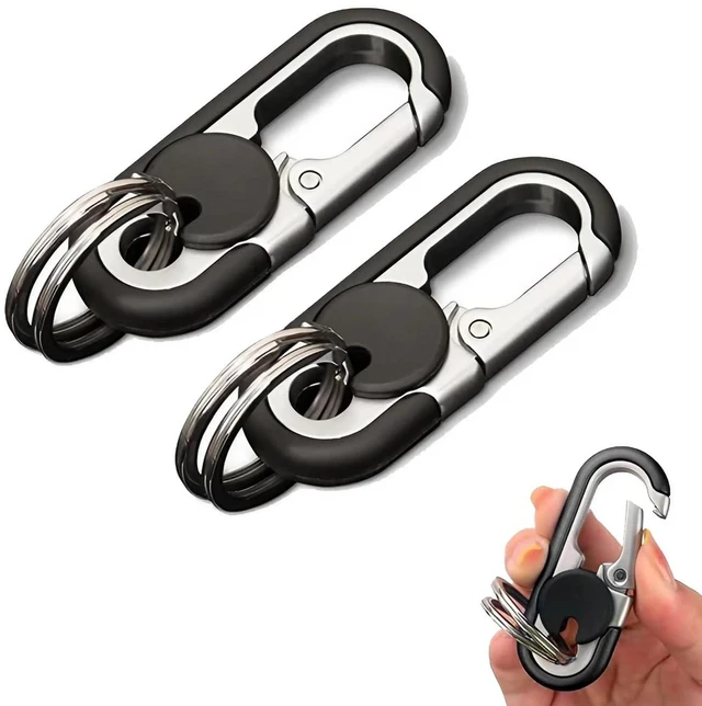 Main image of CHRIS GOOD Men's Car Key Chain 2pcs, Personalized Creative Stainless Steel Car Keychain for Men (Black,Black)