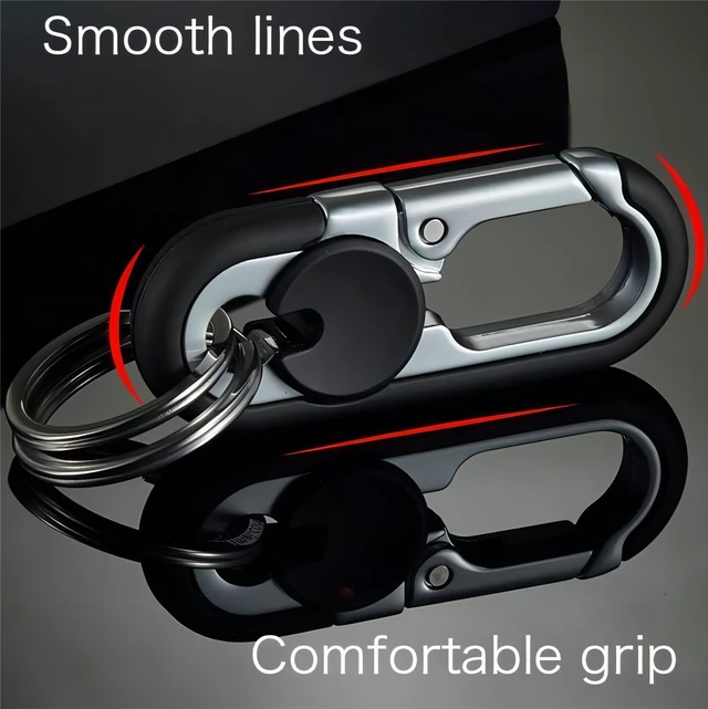 Alt view image 5 of 6 - CHRIS GOOD Men's Car Key Chain 2pcs, Personalized Creative Stainless Steel Car Keychain for Men (Black,Black)