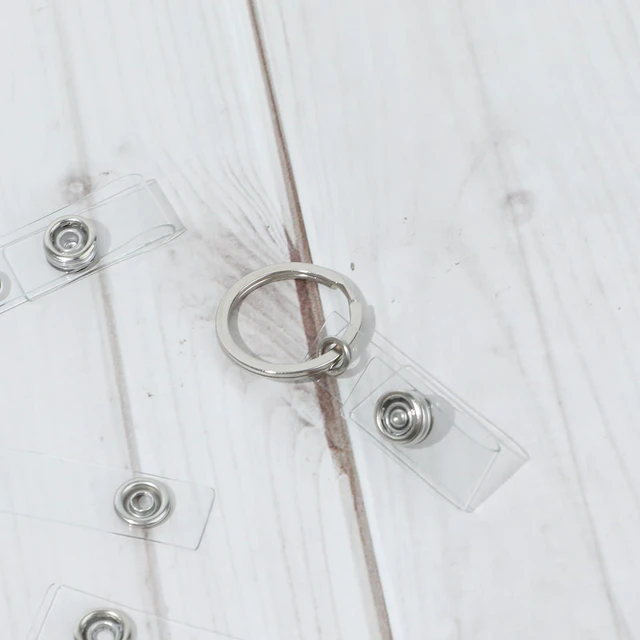 Alt view image 3 of 7 - 15 Pcs Badge Holder Clip ID Badge Clip Clear ID Badge Holder Straps with Snap PVC Transparent Vinyl Badge Holder Replacement Badge Clips with Snap and Eyelet for Name Tags Lanyards Keychains