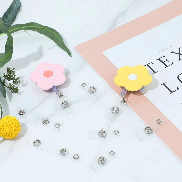 Alt view image 5 of 7 - 15 Pcs Badge Holder Clip ID Badge Clip Clear ID Badge Holder Straps with Snap PVC Transparent Vinyl Badge Holder Replacement Badge Clips with Snap and Eyelet for Name Tags Lanyards Keychains