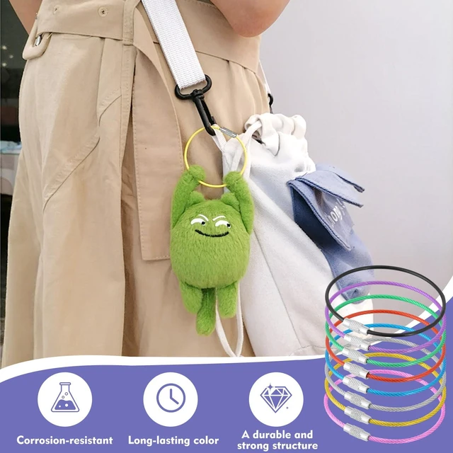 Alt view image 5 of 7 - 16 Pcs Wire Keychain Cable, 6.14 Inches Stainless Cable Key Ring, colorful wire key ring for luggage tag loops and Keyrings-8 Color